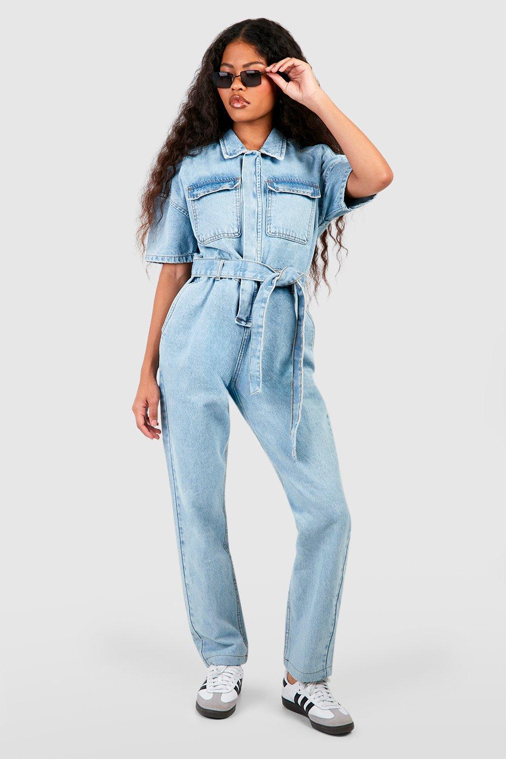 Womens petite best sale denim overalls